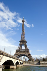 Fototapeta na wymiar Eiffel Tower and River Seine in Paris, France