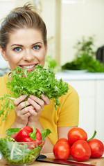 woman cooking healthy food in the kitchen