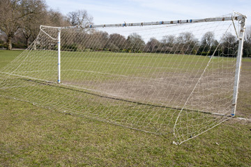 Fototapeta premium Soccer goal in morning