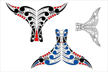 Maori Koru Whale Tail Design - obrazy, fototapety, plakaty
