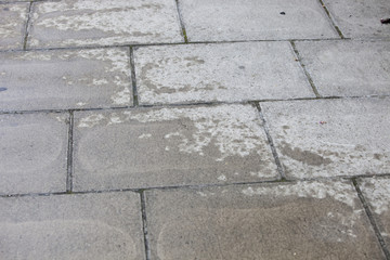 Concrete walkway with water patch