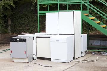 Discarded Dishwashers at local recycling center