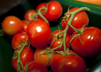 Fresh tomatoes in grocery store