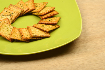 Biscuits On Green Bowl