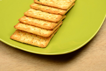 Fototapeta na wymiar Biscuits On Green Bowl
