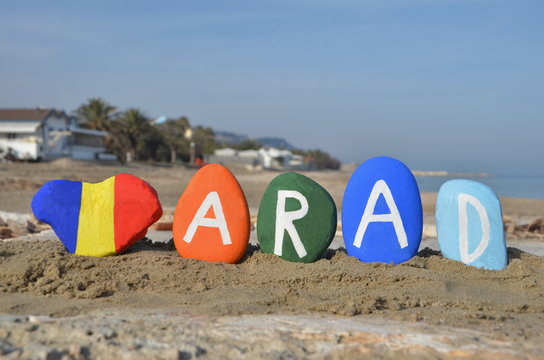 Arad, Romania, souvenir of colourful stones