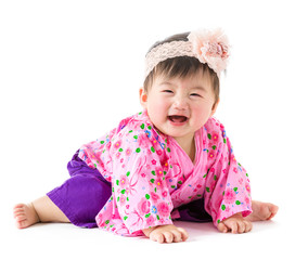 Asian baby with japanes kimono