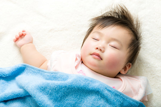 Asian baby girl sleeping