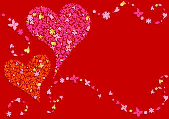 花とハートの背景