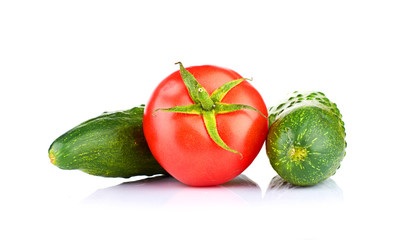 Ripe vegetables isolated on white background