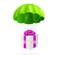 Green Parachute with a gift box