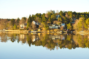 Obraz premium Tranquility landscape of Finland coastline early in the morning