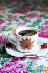 Cup of black coffee in a cup for breakfast