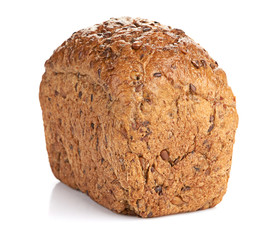 whole grain bread isolated on white background