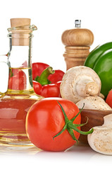 Fresh vegetables and mushrooms