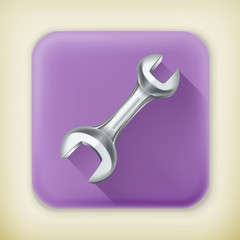 Wrench, long shadow vector icon