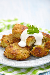 Vegetable pancakes with potato and brussel sprouts