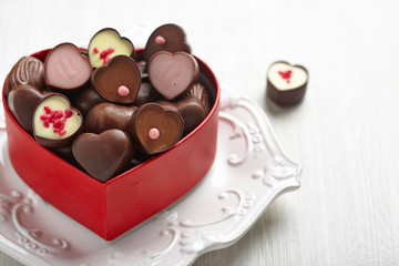Heart shape chocolate candies