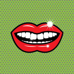 Open red lips abstract, vector illustration