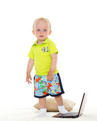 Baby boy with laptop.