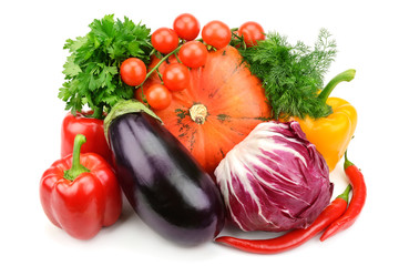 set of  vegetables isolated on white background