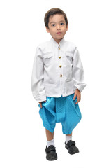 Little boy Thai costume on white background