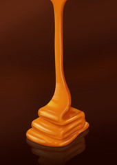 Golden Organic Honey against a dark background -Clipping path