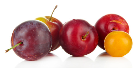 Ripe plums isolated on white