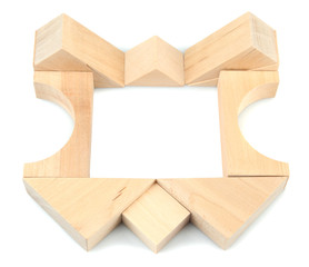 Wooden toy blocks isolated on white