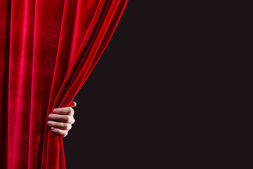 Red curtain - obrazy, fototapety, plakaty