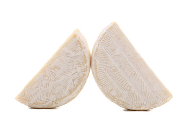Two pieces of cheese brie.