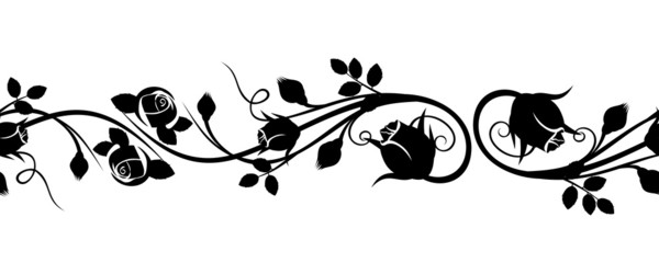 Horizontal seamless vignette with rose buds. Vector illustration © naddya