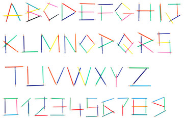 Alphabet of colored pencils