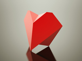 Red paper heart icon rendered