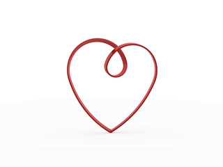 Red heart ribbon rendered on white