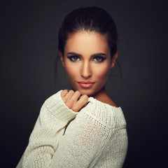Beautiful woman in white sweater