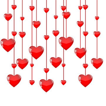 Hanging hearts background