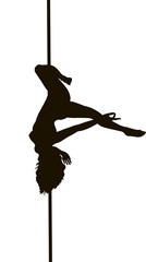 Pole dancer woman vector silhouette