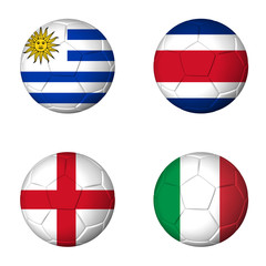 Soccer world cup 2014 group D flags on soccerballs