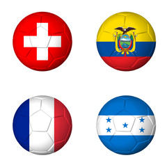Soccer world cup 2014 group E flags on soccerballs
