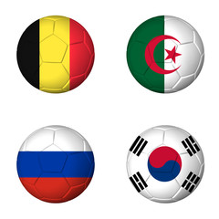 Soccer world cup 2014 group H flags on soccerballs