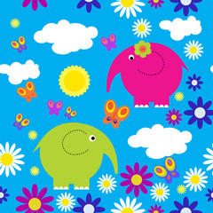 Bright seamless pattern with elephants - 60096480