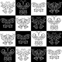 Seamless pattern with butterflies staggered