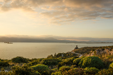 Cagliari, Sardegna,tramonto dal promontorio Sant'Elia