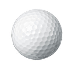 Gros plan d& 39 une balle de golf isolé sur fond blanc
