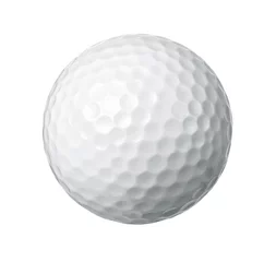 Fotobehang Close up van een golfbal geïsoleerd op een witte achtergrond © rangizzz