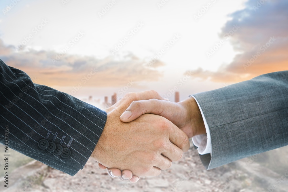 Poster composite image of business handshake
