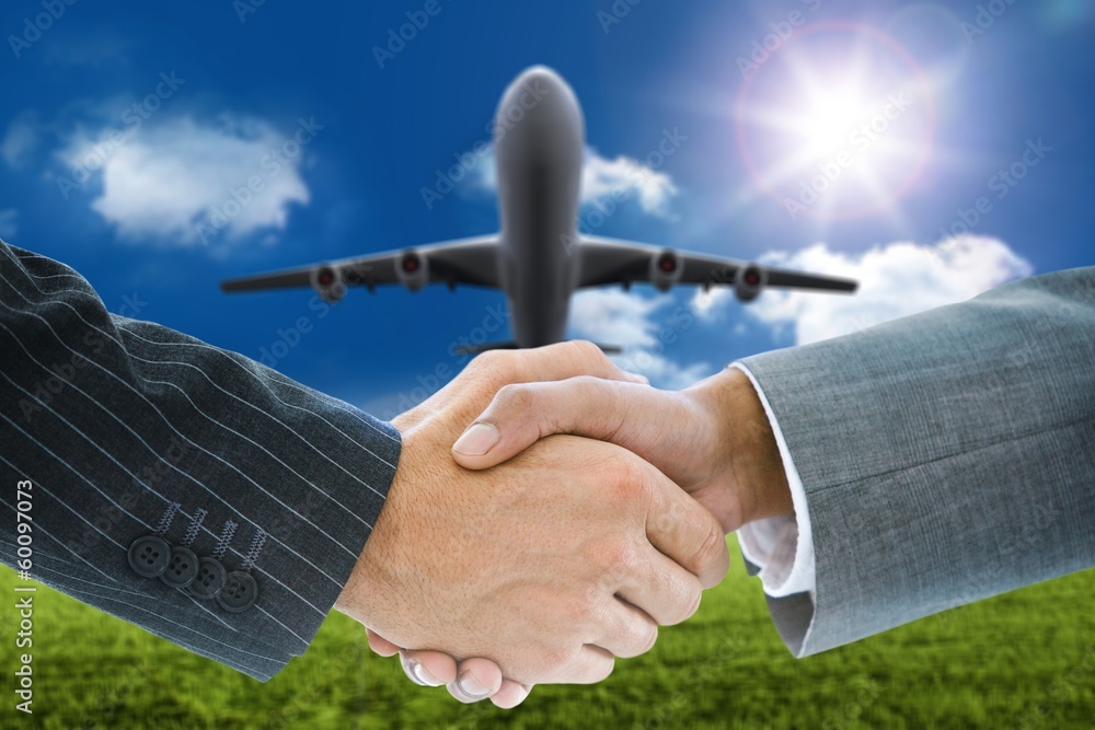Poster composite image of business handshake