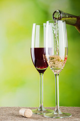 White wine pouring
