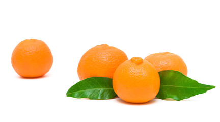 ripe tangerines isolated on white background